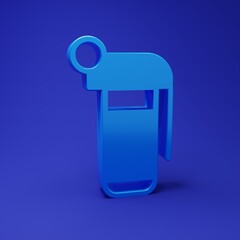 Blue Hand grenade icon isolated on blue background. Bomb explosion. Minimalism concept. 3D render illustration
