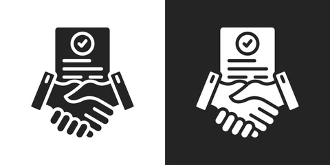 contract negotiation Icon In Black And White Glyph Style