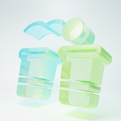 Frosted glass Beer pong game icon isolated on white background. Alcohol party game. Minimalism concept. 3D render illustration