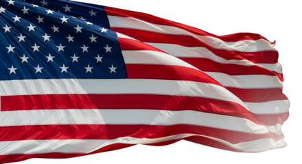 Close-up of American Flag Waving with Transparent Background