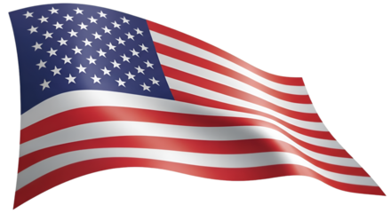 Waving American Flag with Transparent Background united states