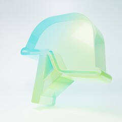 Fototapeta premium Frosted glass Military helmet icon isolated on white background. Army hat symbol of defense and protect. Protective hat. Minimalism concept. 3D render illustration