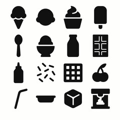 Ice cream and dessert icons set: cone, popsicle, sundae, chocolate, cherry