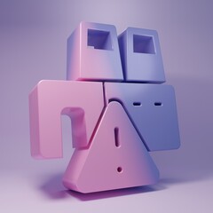 Purple Shutdown of factory icon isolated on purple background. Industrial building. Minimalism concept. 3D render illustration