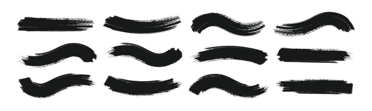 Brush. new brush stroke set. Vector collection of artistic grungy black paint hand made creative brush stroke set isolated on white background.