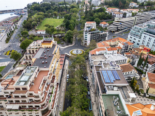 Rotunda do Infante Fountain and Santa Catarina Park in Funchal, Madeira, Portugal