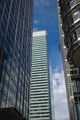 Naklejka premium Modern architecture in Canary Wharf business area of East London, UK
