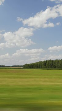 sunny summer day farmers field landscape passenger side window pov vertical panorama 4k