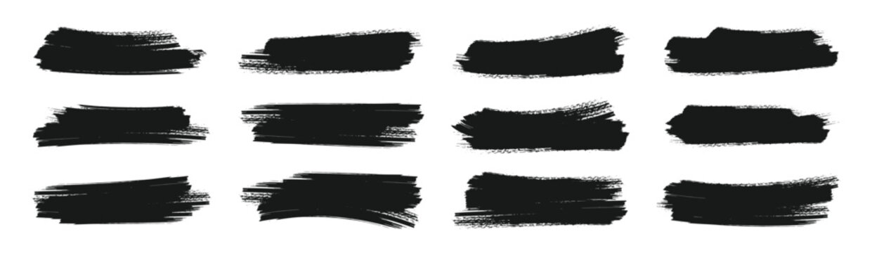 Brush. new brush stroke set. Vector collection of artistic grungy black paint hand made creative brush stroke set isolated on white background.