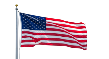 Isolated American Flag Waving on a Pole usa flag stars and stripes