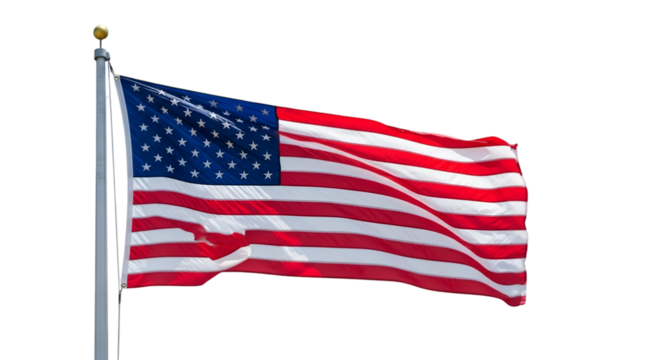Isolated American Flag Waving on a Pole usa flag stars and stripes - Powered by Adobe