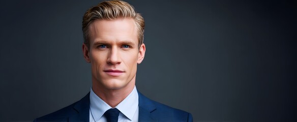 The confident executive radiates determination and pride in the corporate headshot.