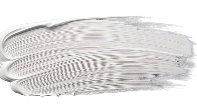  Thick white paint brush stroke with visible bristle marks and texture graphic design isolate