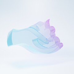 Frosted glass Shaving gel foam on hand icon isolated on white background. Shaving cream. Minimalism concept. 3D render illustration