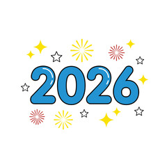 Happy new year 2026 celebration with stylized number and decoration