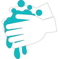 Clean Hands Washing With Bubbles And Soap In A Simple Line Art Illustration On Transparent Background