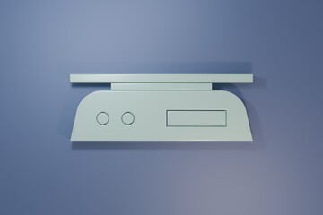 Grey Electronic scales icon isolated on purple-blue background. Weight measure equipment. Minimalism concept. 3D render illustration