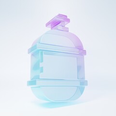 Frosted glass Propane gas tank icon isolated on white background. Flammable gas tank icon. Minimalism concept. 3D render illustration