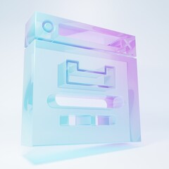 Frosted glass Browser window icon isolated on white background. Minimalism concept. 3D render illustration