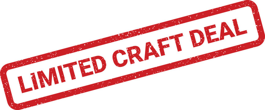 Grunge textured red stamp featuring the words limited craft deal for promotional announcements and sales