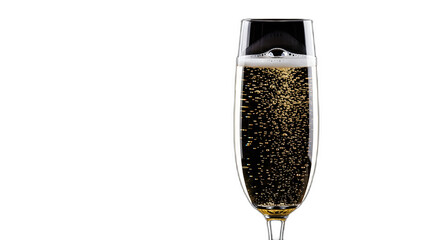 Celebration champagne toast glass sparkling wine bubbles drink alcohol beverage party black on transparent background