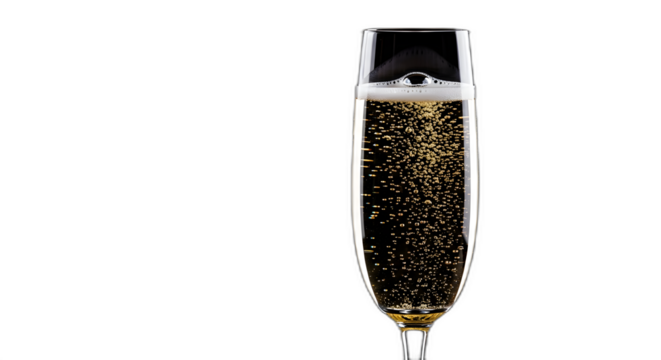 Celebration champagne toast glass sparkling wine bubbles drink alcohol beverage party black on transparent background - Powered by Adobe