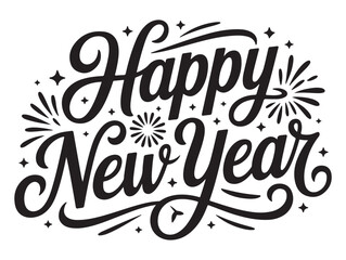 Happy New Year lettering festive typography design vector illustration for greeting cards and banner