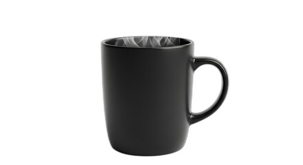 Black mug coffee cup drink beverage hot tea steam caffeine morning ceramic dark background on transparent background