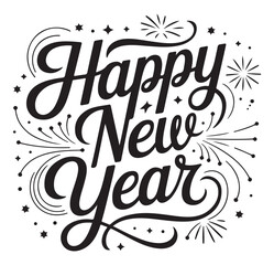 Happy New Year lettering festive vector typography design isolated on white background