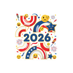 Happy new year 2026 design with patriotic and celebratory elements