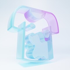 Frosted glass Dirty t-shirt icon isolated on white background. Minimalism concept. 3D render illustration