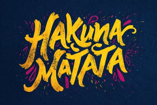 Hakuna Matata. Inspirational Lettering with a Playful Attitude for Decorative Card Design