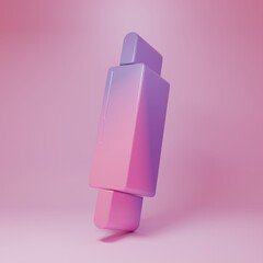 Purple-pink Rolling pin icon isolated on pink background. Minimalism concept. 3D render illustration