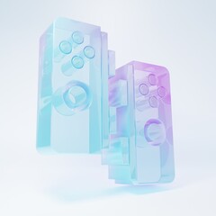 Frosted glass Gamepad icon isolated on white background. Game controller. Minimalism concept. 3D render illustration