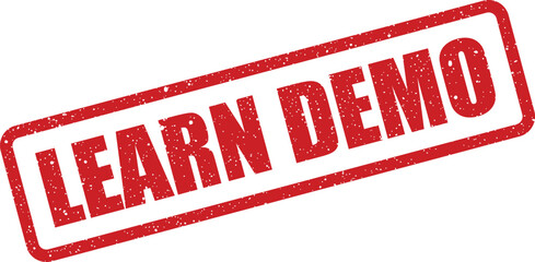 Grungy red rubber stamp featuring the phrase Learn Demo suitable for educational or software demonstration purposes