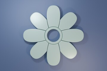Grey Flower icon isolated on purple-blue background. 8 March. International Happy Women Day. Minimalism concept. 3D render illustration