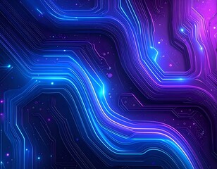 A close-up of an abstract digital background with glowing blue and purple lines