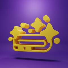 Yellow Towel stack icon isolated on purple background. Minimalism concept. 3D render illustration