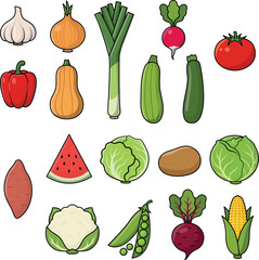 set of vegetables