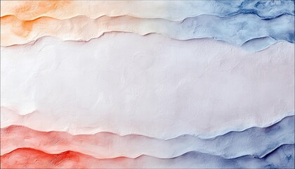 Naklejka premium An abstract background featuring layered, wavy textures in shades of orange, white, and blue. The textured surface creates a sense of depth and movement, with s