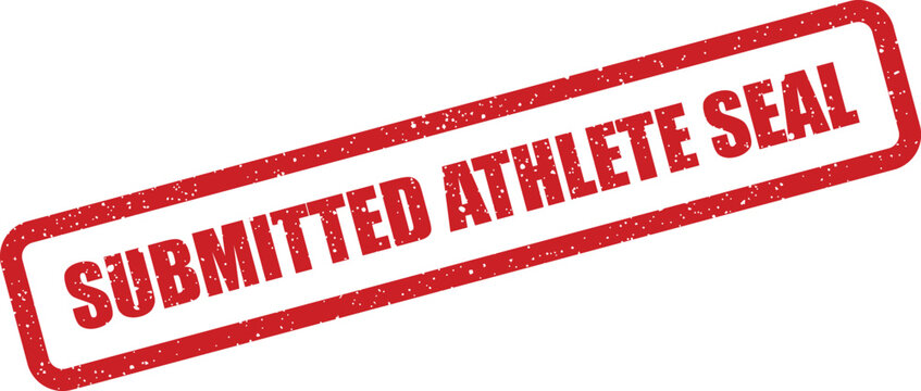 Official grunge textured seal displaying Submitted Athlete Seal within a distinct rectangular outline for sports records