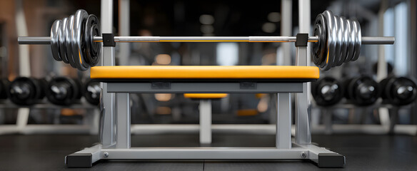 Sturdy weight bench press equipment with versatile adjustable weights in a bright gym setting