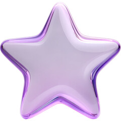 Obraz premium Purple glossy 3D star isolated on transparent background. Perfect for festive, creative, and award design.