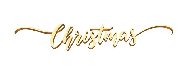 Golden merry christmas text isolated on white	