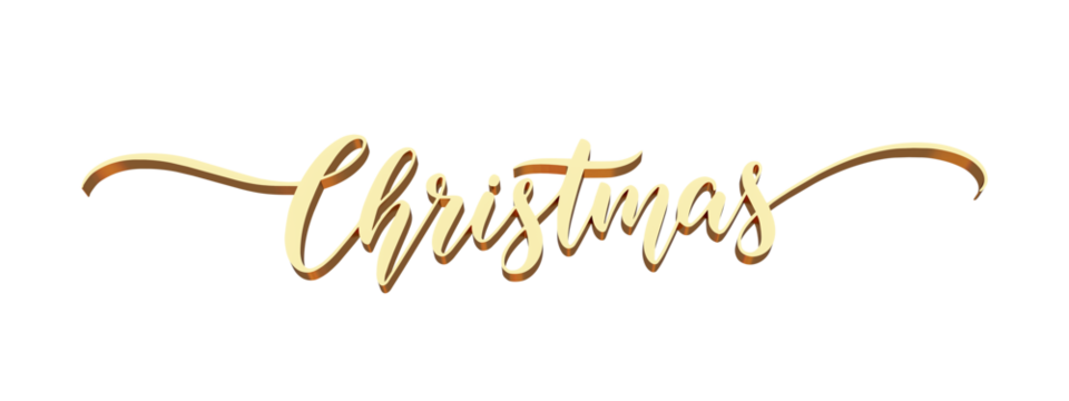 Golden merry christmas text isolated on white	