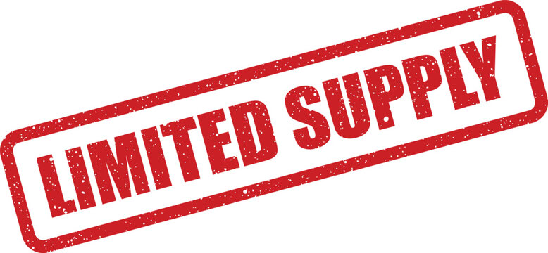 Official red rectangular grunge stamp with LIMITED SUPPLY text, indicating a scarce quantity of available products or resources for immediate purchase