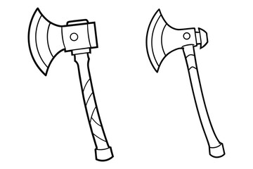 axe outline coloring book page line art vector illustration