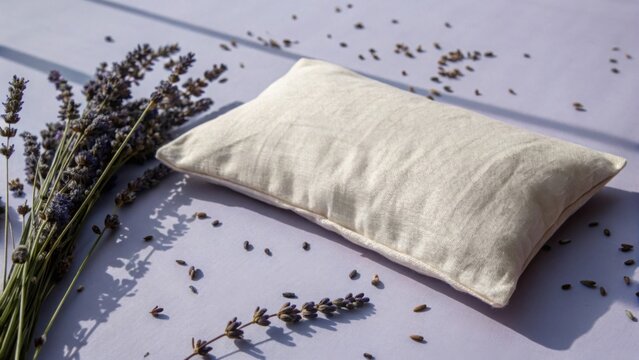 Weighted linen eye pillow with dried lavender and seeds