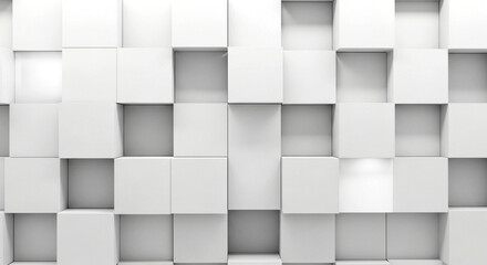 Abstract 3d background texture of white cube pattern with depth and shadow effect