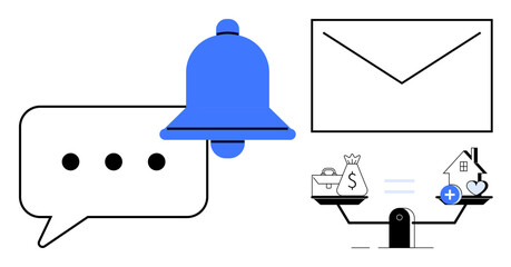 Notification concept. Notifications for messaging services, email alerts, and financial decision-making. Notifications enhance communication, manage tasks, and simplify daily operations. Digital